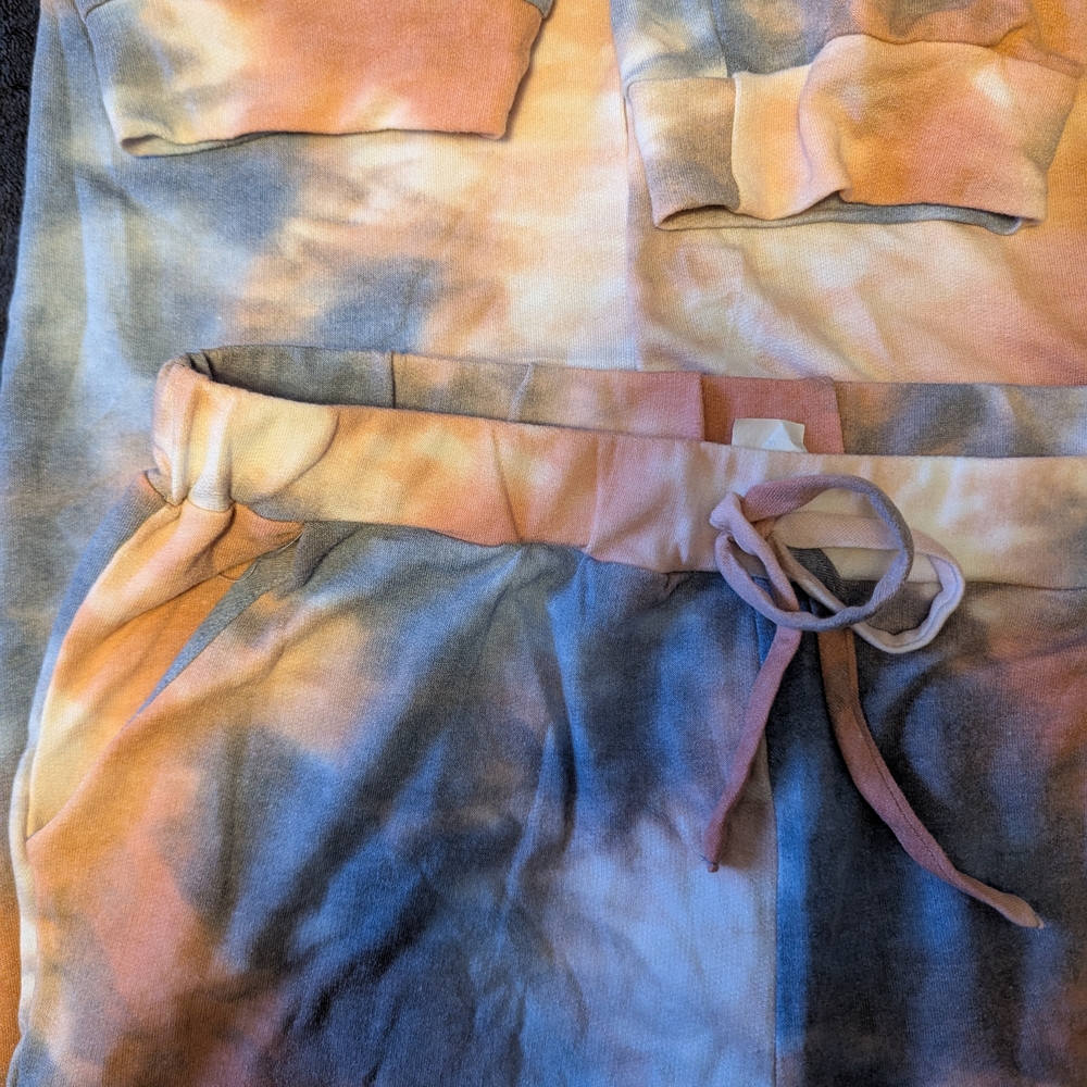 BiBi Women's Tie-Dye Casual Two Piece Lounge Set - Blue and Orange, NWOT - Picture 11 of 16